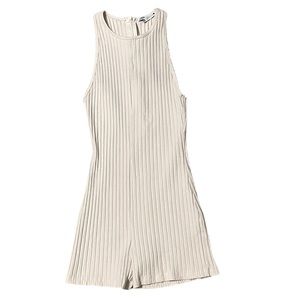 Zara Ribbed Racer Back Bodysuit Tan Rare Size S